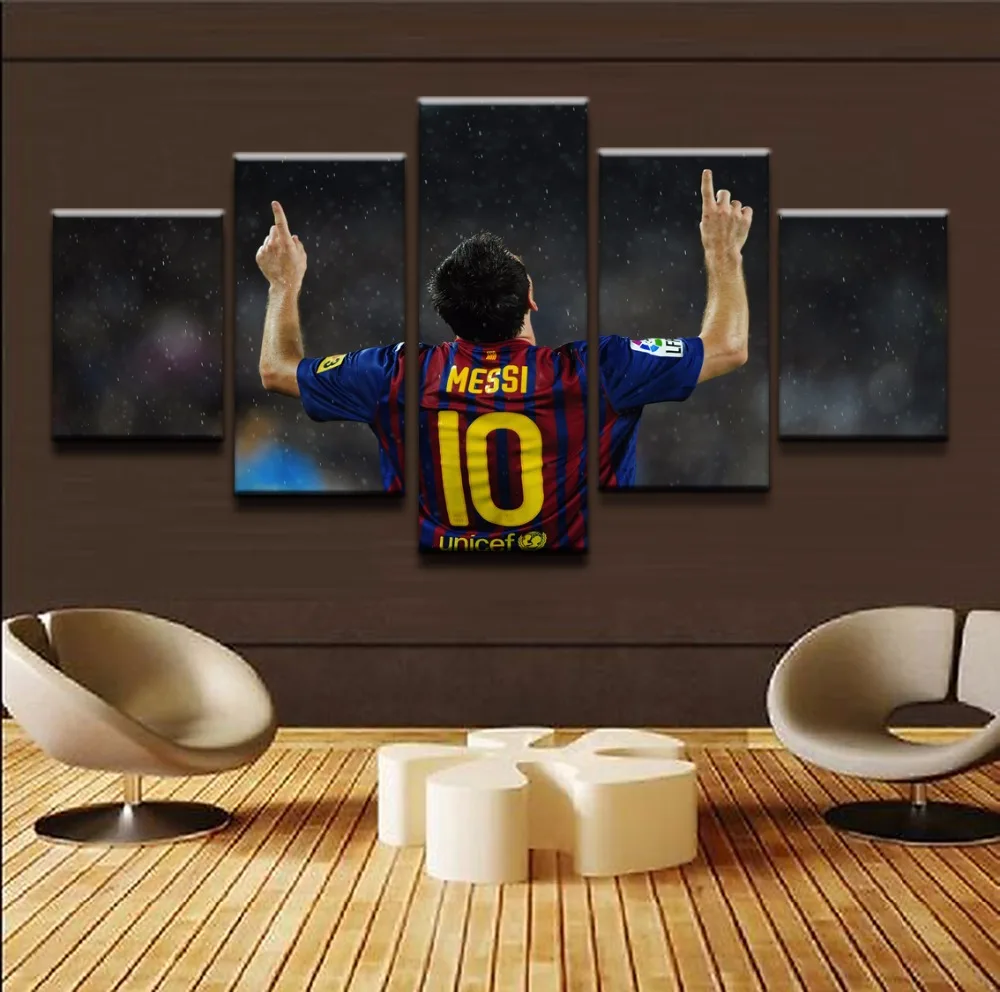 

Canvas Paintings Home Decorative HD Prints Poster Framework For Living Room 5 Pieces Sports Lionel Messi Pictures Wall Art