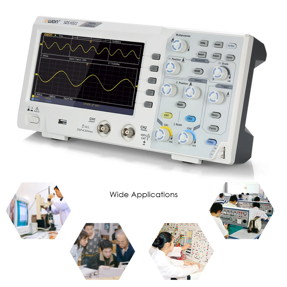 SDS1022 цифровой осциллограф для хранения осциллографов 2 канала 20 МГц 100 мс/с осциллограф с ЖК-дисплеем зонд для осциллографа