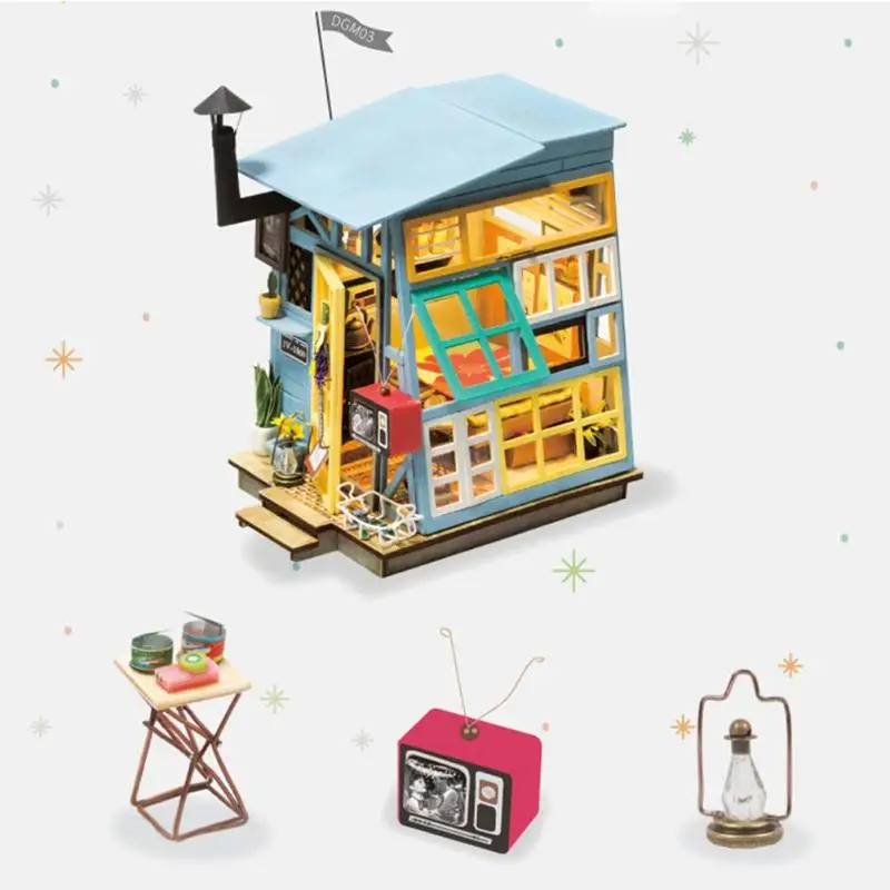 New Furniture Doll House Wooden Miniature DIY DollHouse Furniture Kit Assemble with Dust Cover Doll Home Toys For children New Furniture Doll House Wooden Miniature DIY DollHouse Furniture Kit Assemble with Dust Cover Doll Home Toys For children