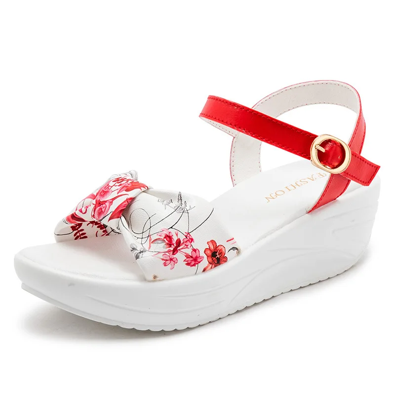 SWONCO Chunky Sandals Women Summer Shoes 2019 New Leisure Casual Shoes Female Floral Swing Shoe Sandals Platform Women Footwear