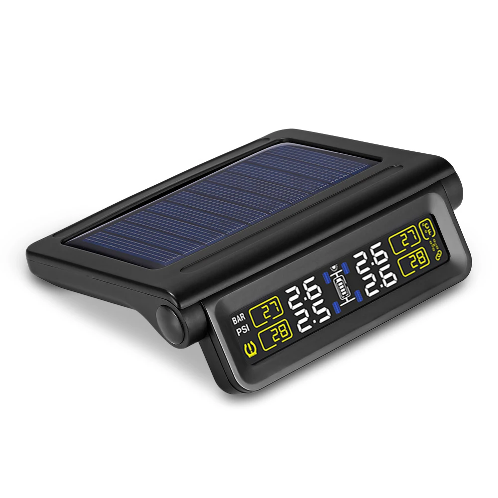 

Careud Car Wireless Sensor Tpms Solar Tire Pressure Temperature Monitoring System Solar Energy Power Supply Usb Charging