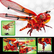 330 Uds. Insectos simulados DIY libélula Rojas bloques de construcción compatibles con legointly bloques técnicos juguetes educativos para niños(China)
