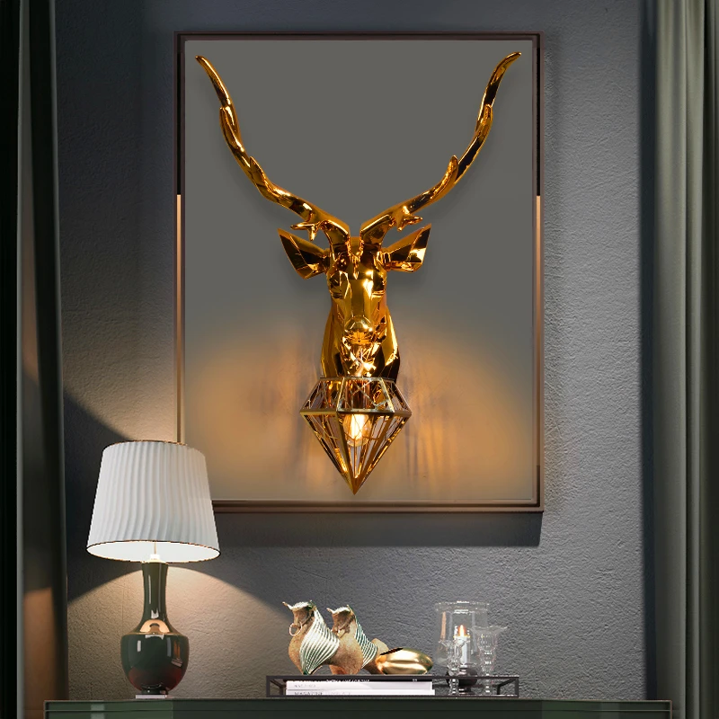 

Modern American Retro Deer LED Wall Lamps Antlers Wall Light Fixtures Living Room Bedroom Bedside Lamp Led Sconce Home Luminaire
