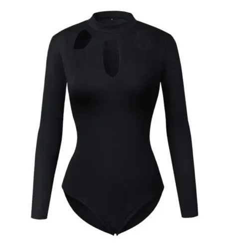 Women Spring Sexy Skinny Long Sleeve Turtleneck Romper Ladies Autumn Solid Black Jumpsuit Bodysuit Stretch Leotard Tops