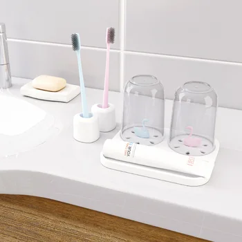 

Bathroom Accessories Set Swan Design Couple Love Set Tooth Brush Holder Tumblers