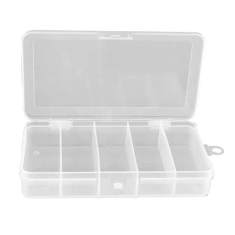 Пластиковая рыболовная приманка, крючок, ящик для хранения снастей, 5 отделений, органайзер, ящик для снастей, небольшой ящик для принадлежностей, квадратный ящик для рыболовных крючков