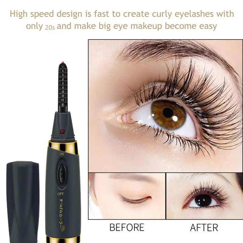 Portable Electric Mini Heated Eyelash Curler Pen Battery Powered Longer