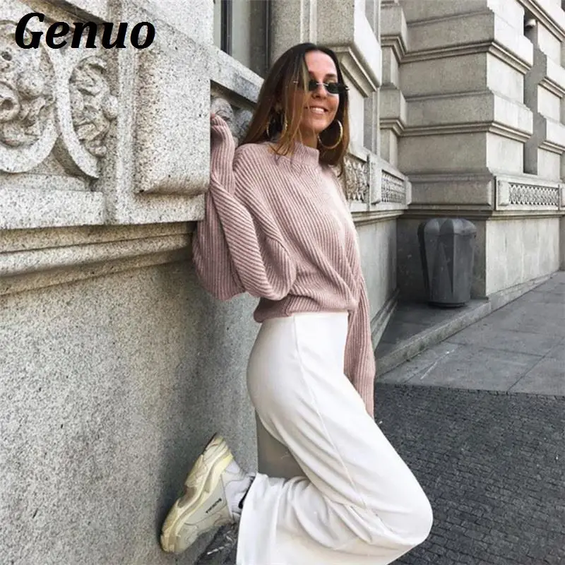 Genuo Winter Women Sweaters Fashion Batwing Sleeve Pullovers Plus Size Loose Knitted Sweaters Female Jumper Tops