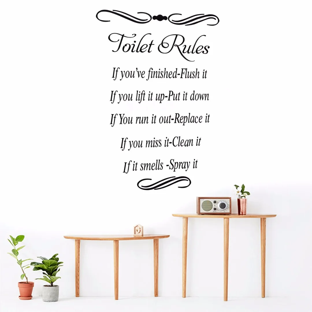 1pc Removable Toilet Rules Quote Wall Sticker Vinyl Decal Home Bathroom