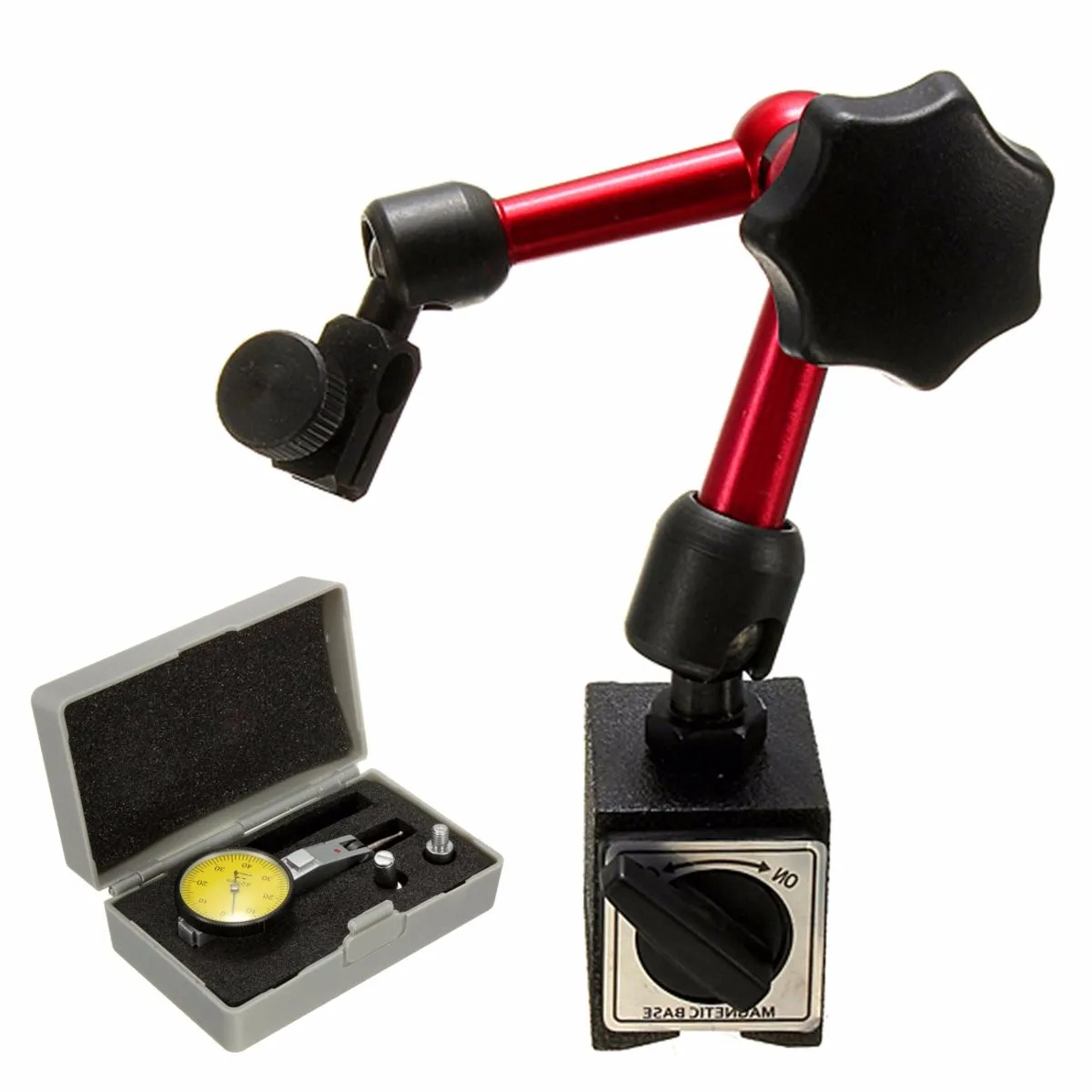Billig Neue Mini Universal Flexible Messuhr Magnetische Basis Halter Stehen Magnetische Korrektur Gauge Stand Anzeige Werkzeug