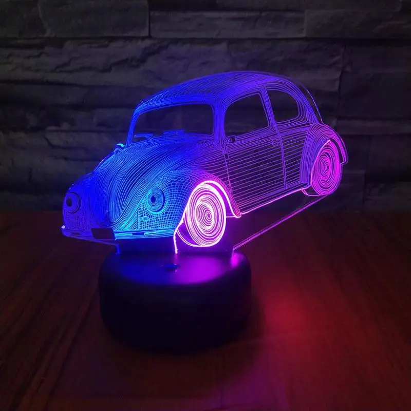 Автомобильный светодиодный 3d ночник креативная красочная сенсорная зарядка