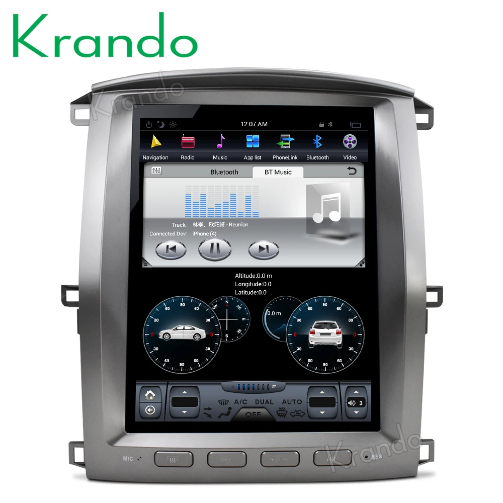 Clearance Krando Android 8.1 12.1" Vertical screen car audio radio player for Toyota Land Cruiser lc100 2002-2007 GPS navigation 4