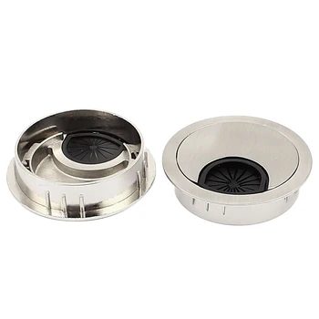 

2 pcs PC Desk Computer Stainless Steel Metal Cable Entry Cable Socket cable hole cover-SCLL