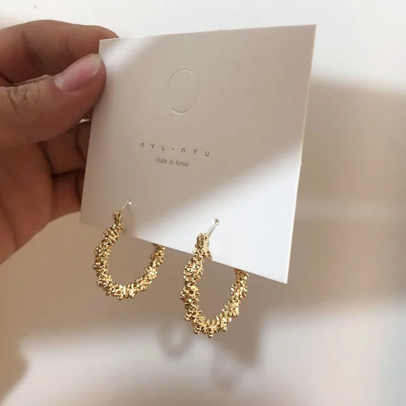 

2020 Metal Gold Hoop Earrings Minimalist Thick Tube Round Geometric Irregular Earrings For Women Earrings Fashion Jewelry Trendy