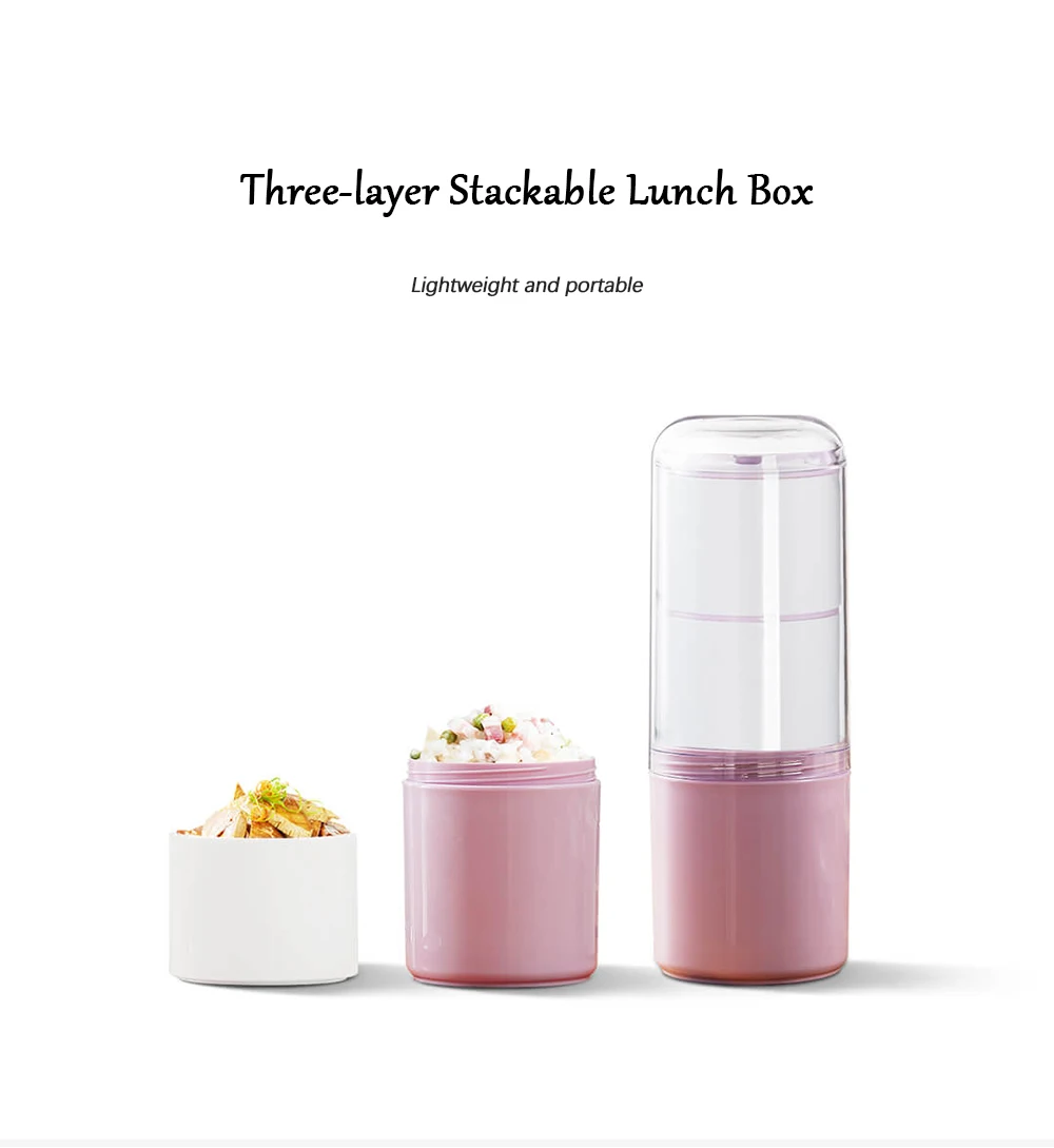 

New Three-Layer Stackable Microwavable Lunch Box Silicone Seals Silicone Seals Kids Girl Food Container Bento Box