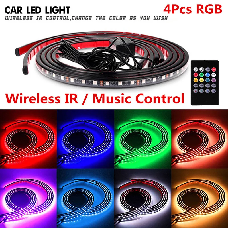 JXLCLYL 4 шт. RGB Светодиодная лента под автомобиль подсветка нижнего корпуса