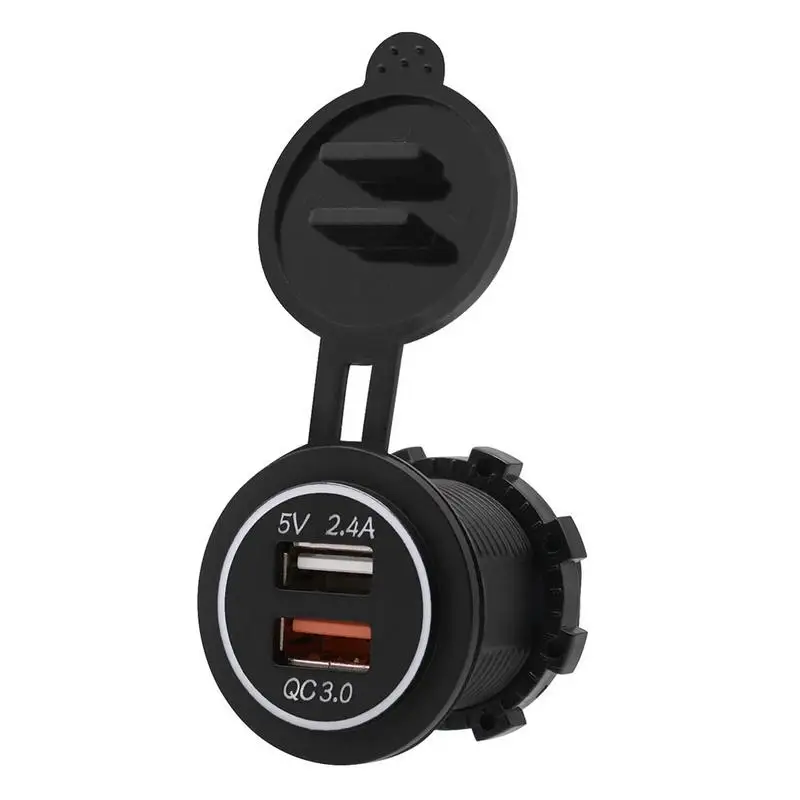 

Car Fast Charge QC 3.0 Dual USB Charger With Two Blue Terminals Car Phone Charger