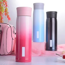 Креативная кружка-термос градиентного цвета, вакуумная кофейная бутылка из нержавеющей стали, 600 мл, большая емкость, милый подарок, Термокружка, 3 цвета