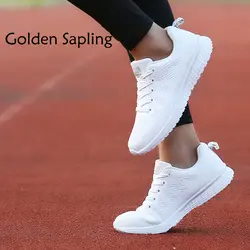 Золотистые женские кроссовки для бега, белые женские кроссовки из воздушной ткани, женская спортивная обувь, женские легкие летние