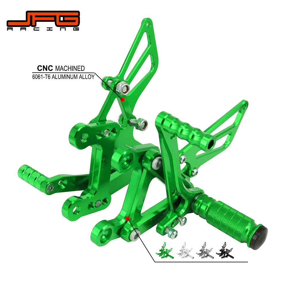 Motorcycle Aluminum CNC Adjustable Footpegs Foot Pegs Pedals Rest Rearset For KAWASAKI Ninja ZX6R ZX-6R ZX 6R ZX636 2003 2004 | Автомобили