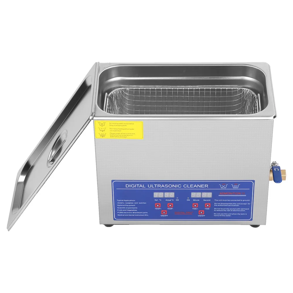 US $107.10 220v 6L Ultrasonic Jewelry Cleaner With Knob Control Timer Heater Stainless Baskets For Ring Glasses Tooth False