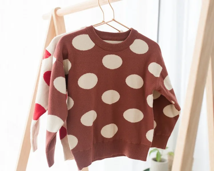 

1-8Y 2019 Spring Children Baby Sweaters Dot Boys Sweaters Winter Girls Sweaters Knit Kids Pullover Casual Boys Clothing