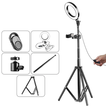 

Photography Studio Kit 1.5M 16cm LED Ring Light +Flash Light with Tripod Stander hold+Remote Control+Clip Support for Canon DSLR