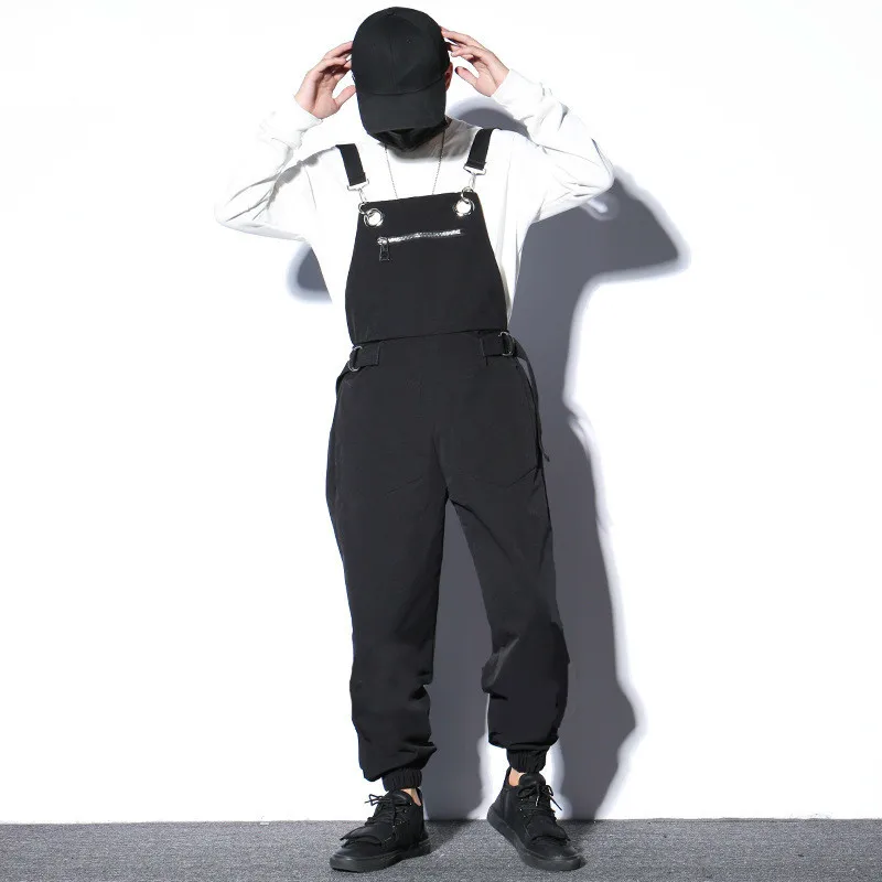 #2306 Spring2019 Black Mens Overalls Loose Hip Hop Korean Streetwear ...