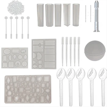 

26 Pcs Diy Silicone Jewelry Casting Molds Set,Bracelet Pendant Epoxy Resin Making Molds Set Crafting Modeling Mould,Pendant Di