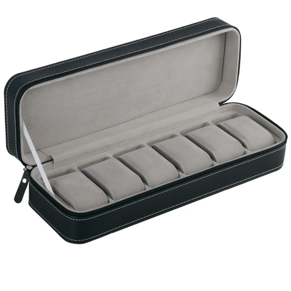 

Box Classic 6 Style Casket Bracelet Zipper PU Multi-Functional Watch Display Grids with Portable Organizer Case Leather Watch
