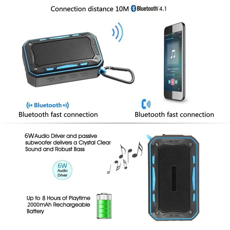 CLAITE S618 TWS портативный bluetooth динамик 2200 мАч беспроводной громкий стерео звук 10 Вт
