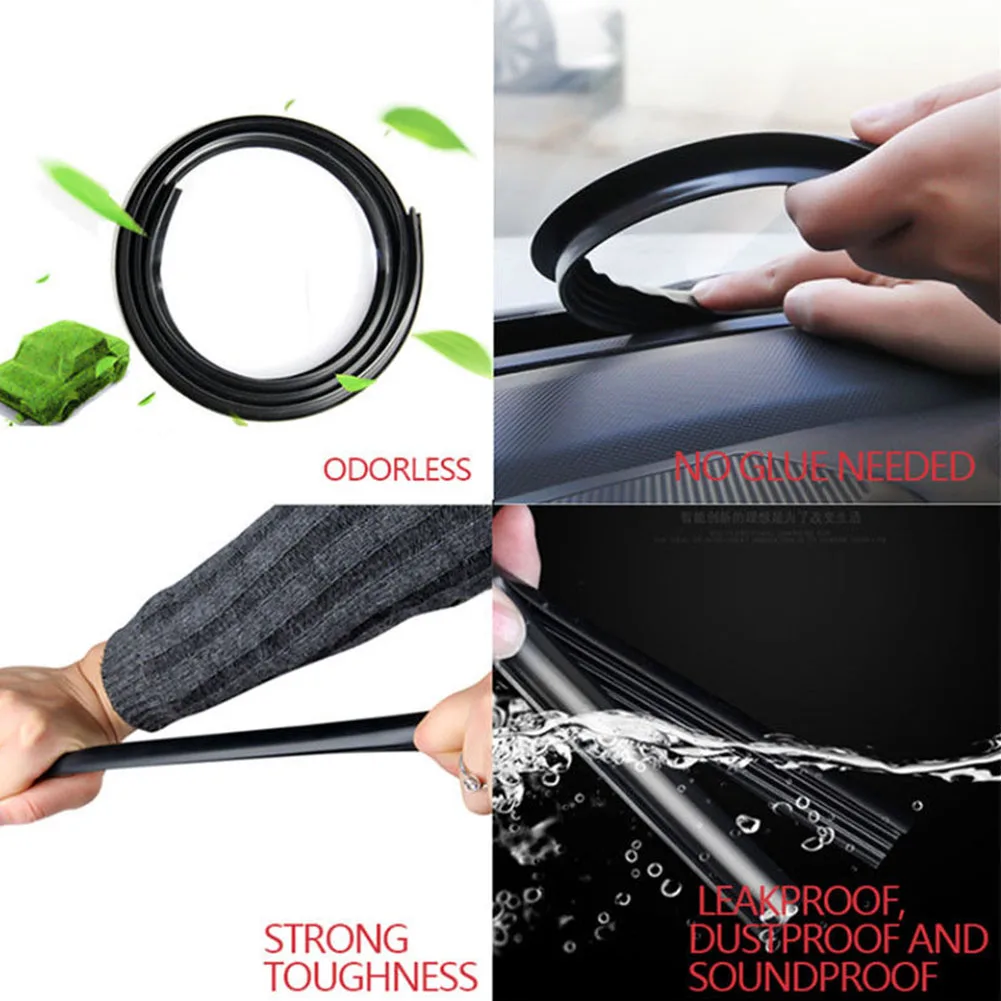 

1.6m Rubber Easy Apply Sealing Strip Center Console U Shape Sound Insulation Windshield Dashboard Edge Car Accessories