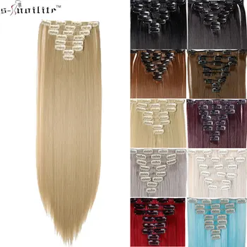 SNOILITE 26inch 8pcs/set clip in hair extensions straight natural hair clip ins synthetic clip in hair extension for women 1