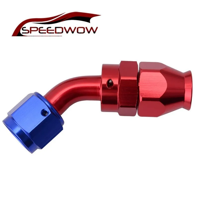 SPEEDWOW AN8 Fitting Adapter Aluminum 45 Degree Oil / Fuel /Swivel Reusable Hoes End Fit Hose Red With Blue | Автомобили и