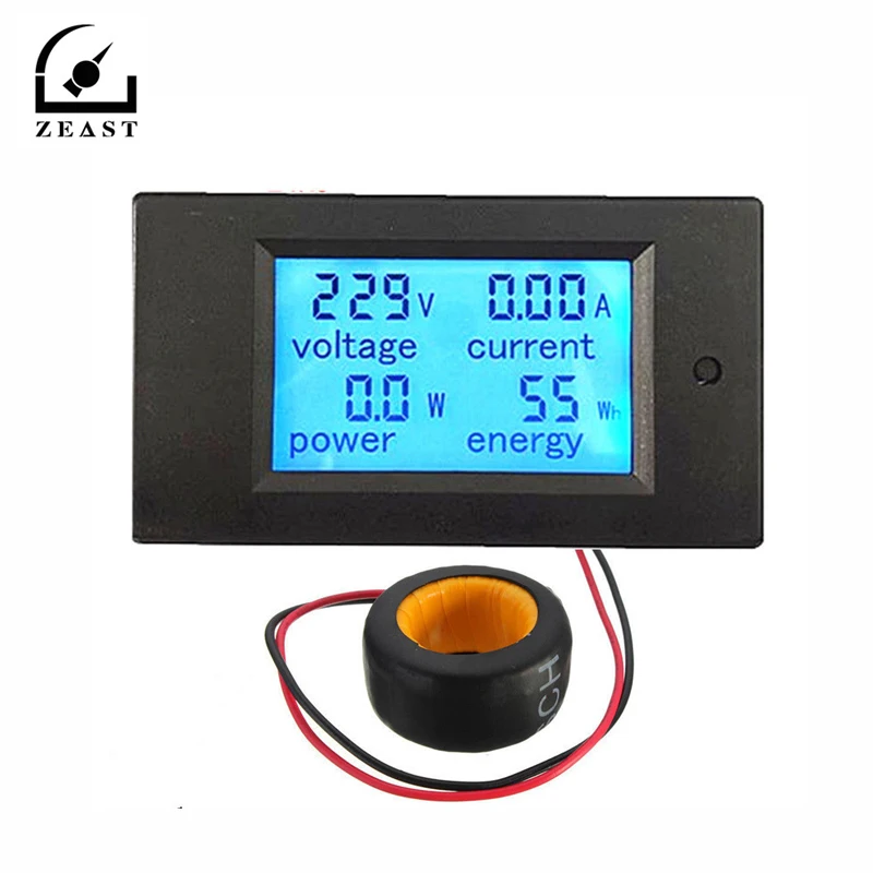 

100A 22000W Power Monitor Module AC Meter Panel 45-65Hz Test Voltage AC 80-260V Voltage Current Power Monitor Tester