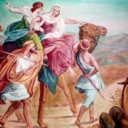 Rebecca Meets Isaac by Vittorio Bianchini (1797-1880) постер печать (18x24) | Дом и сад