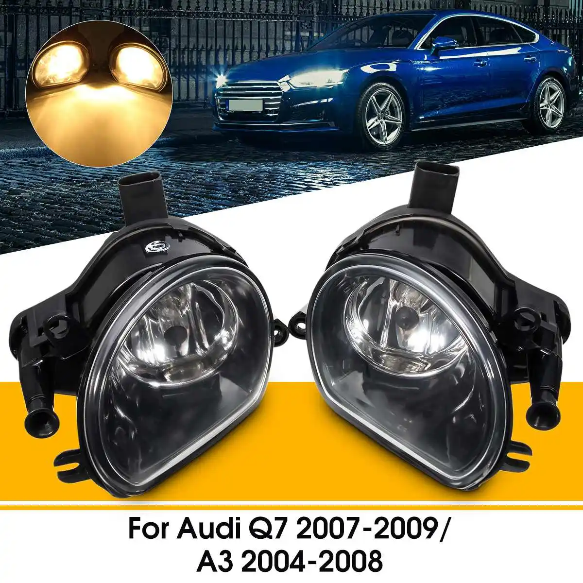 

Brand new Pair Front Bumper Halogen Clean Fog Lamps Foglights For Audi Q7 2007-2009 A3 2004-2008 8P0941699A Car styling
