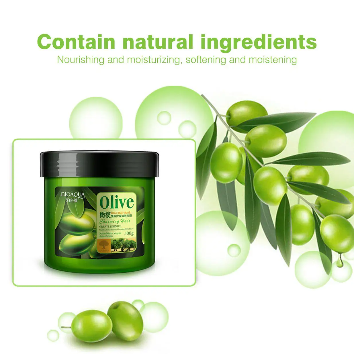 

new 500g Hair Care Mask Natural Olive Nutritious Moisturizing Deep Repair Frizz Damaged Dry treatment Smooth Hair Masks