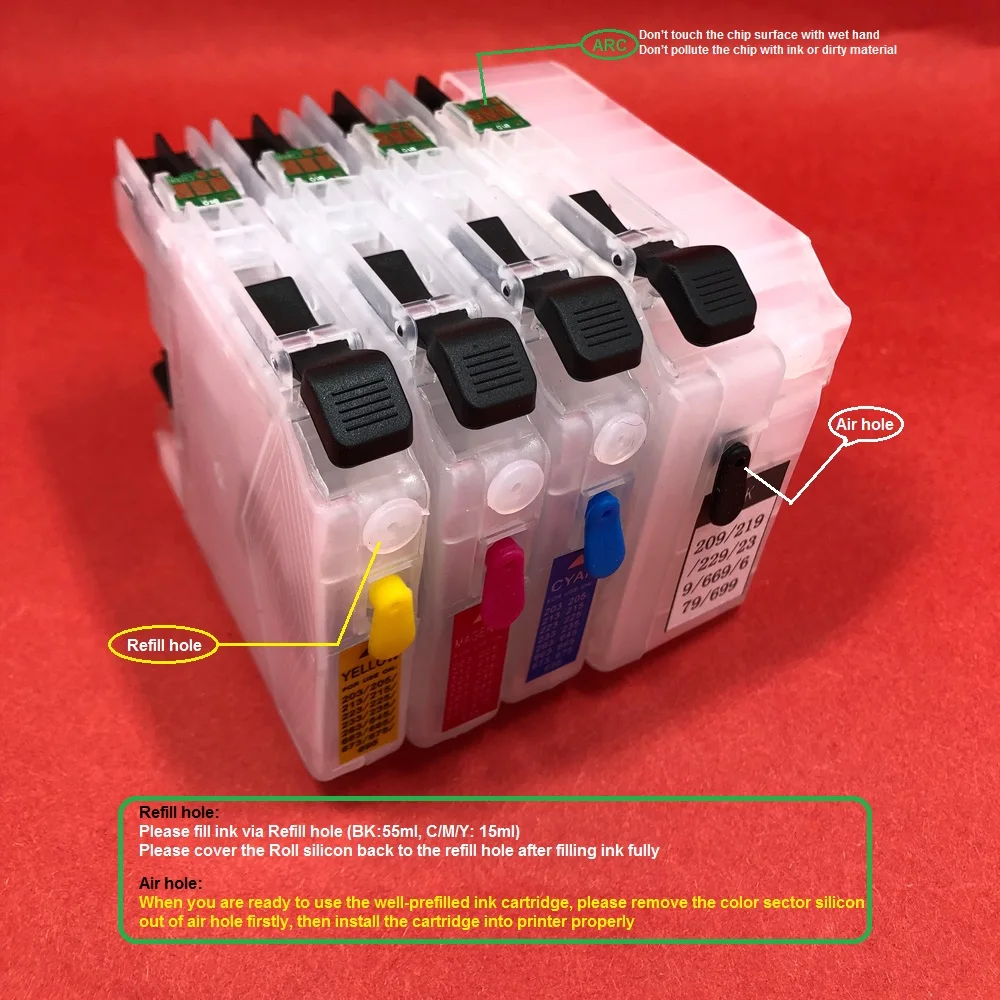 

YOTAT Refillable ink cartridge LC219 LC215 for Brother MFC-J5620CDW MFC-J5720CDW MFC-J5820DW (Japan)