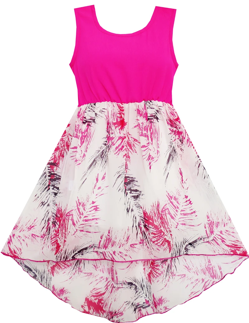 Sunny Fashion платья для девочек Цветок Девушка Платье Привет-Ло Макси Хлопок и Шифон