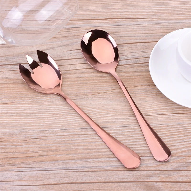 

Hot 1 Pcs Stainless Steel Salad Servers Set Salad Soup Spoon With Long Handle for Ice Cream Dinner Tableware Kitchen Tools
