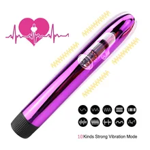 10 Modes 7 Inch Mini G-Spot Clit Massager Plating Metal Vibrator Stick Bullet Pocket Dildo Female Clit Vibrator Sex Toys X041