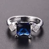 New Square Silver 925 Jewelry Rings Women's Finger Ring With Dark Blue Sapphire Gemstone Zircon Vintage Fine Jewelry Wholesale ► Photo 2/5