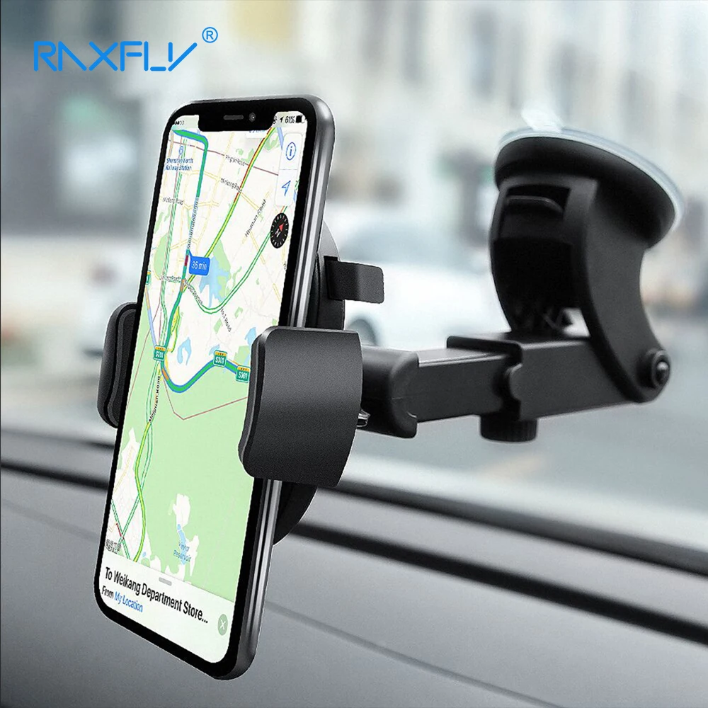 

RAXFLY Stable Car Phone Holder For iPhone XS Max X 8 7 Plus Windshield Phone Holder Mount For Galaxy Note9 S9 S8 telefon tutucu