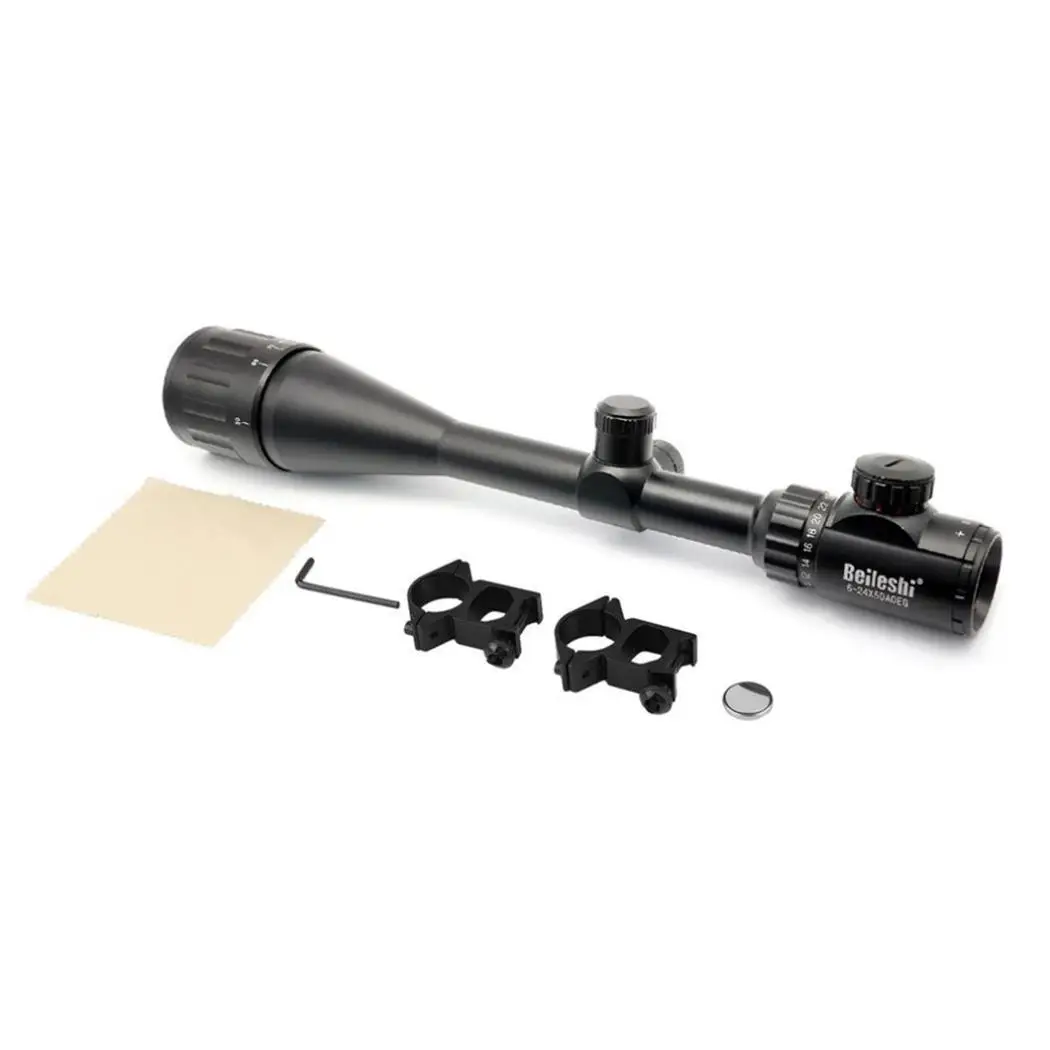 

Beileshi Optical Aiming Rifle Telescopic Scope Outdoor Hunting Riflescope 6-24x50 + Adjustable Mounting Bracket New Arrival