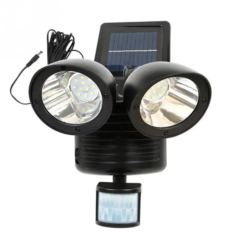 

PIR Double Head Human Body Sensor Solar Lamp Spot Light Pathway Solar Powered Night Lights Dual Security Detector Lamp