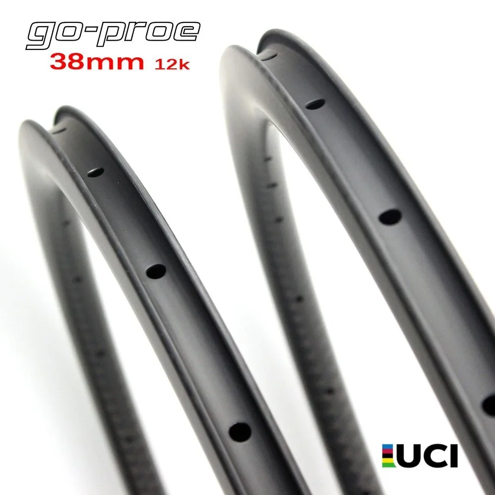 Excellent Disc Brake 700c Carbon Fiber Road Rim 12k Matte Tubular Clincher Tubeless  25mm Or 27mm Width Customized 30/47/50/60/88mm 4