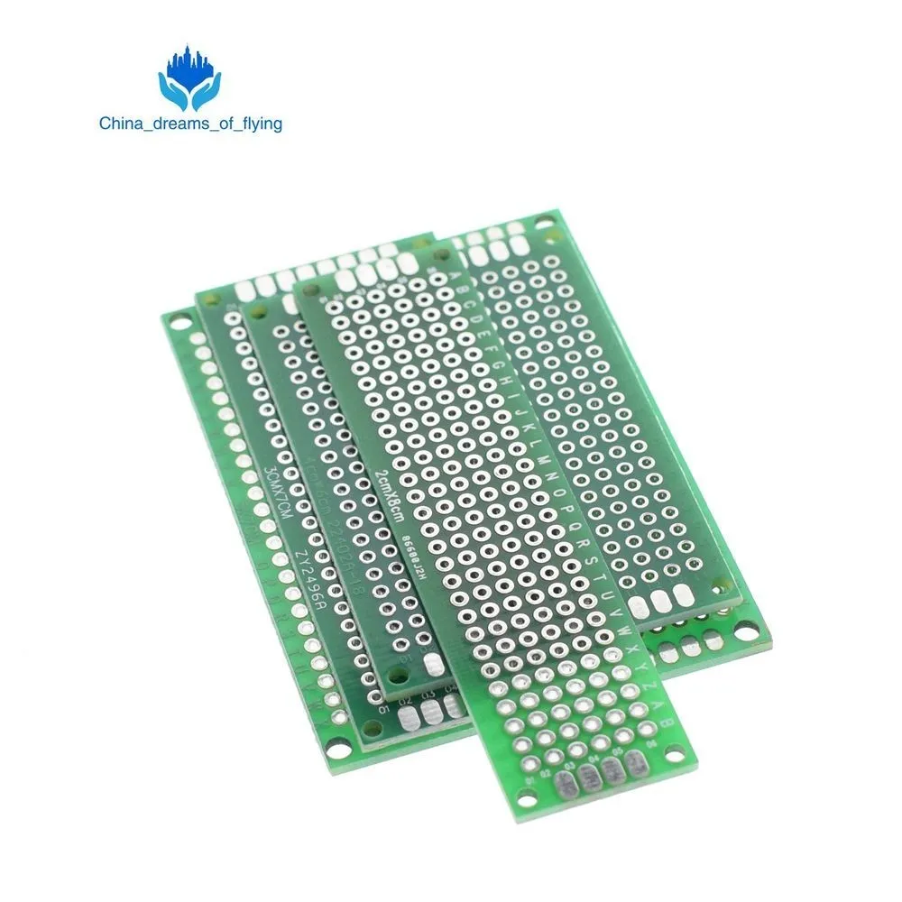 

Dropshipping 4pcs 5x7 4x6 3x7 2x8cm double Side Copper prototype pcb Universal Board Fiberglass board for Arduino