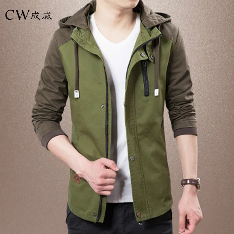 

2019 New Autumn Bomber Hooded Jacket Men Casual Slim Patchwork Windbreaker Jacket Male Outwear Zipper Thin Coat Brand Clothing