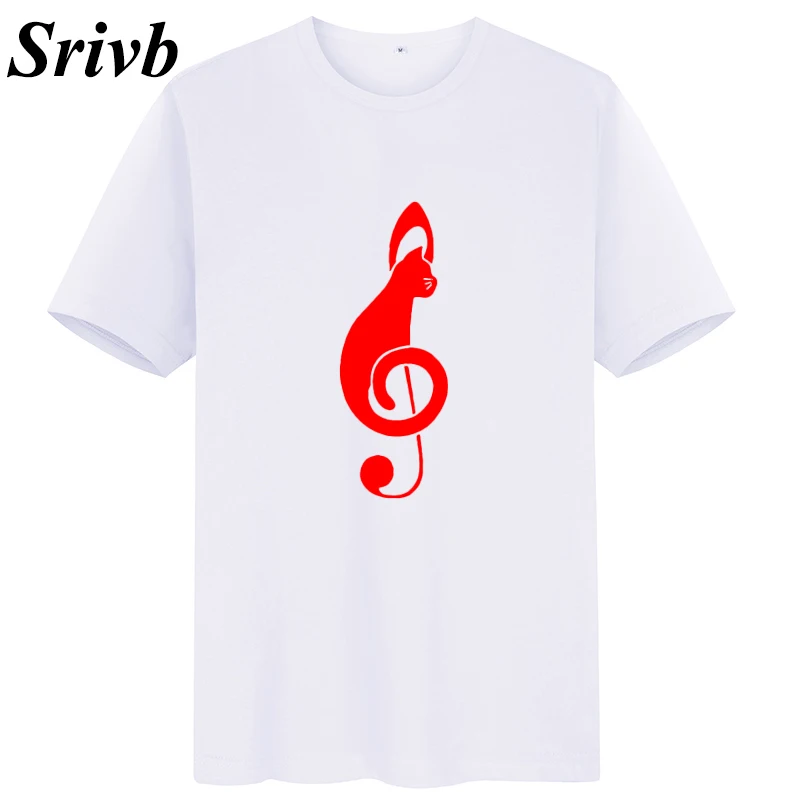 Srivb Кот музыка забавная кавайная футболка Женская Harajuku черный белый хлопок короткий рукав женская летняя футболка с графическим принтом женская футболка
